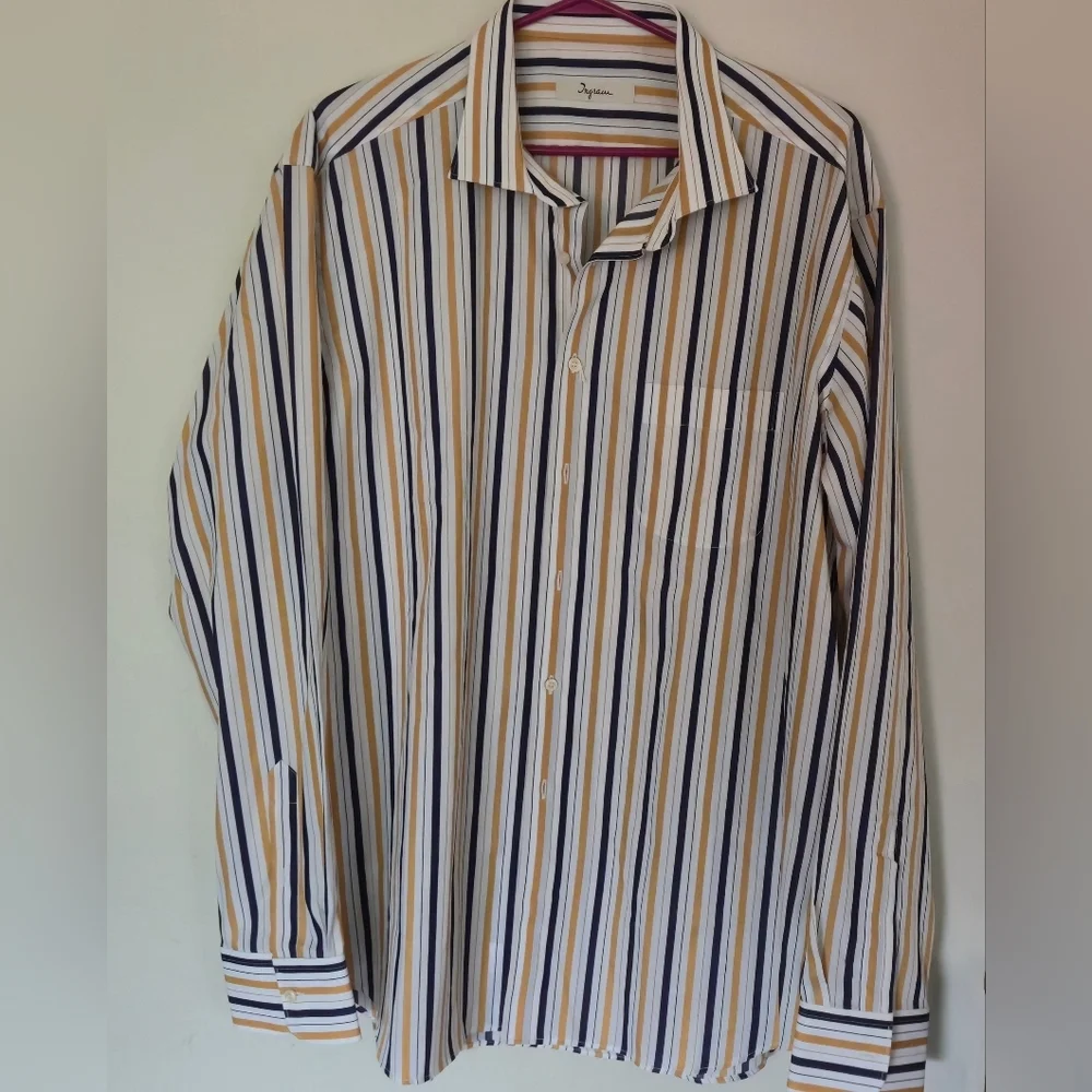 Ingram XXL Men Striped Button Up Shirt Made In Italy Cotton Multicolour Stripe - Picture 5 of 11